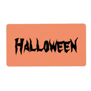 Halloween-etiketter med svart text på Orange Fraktsedel