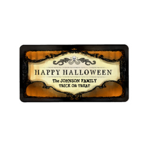 Halloween etiketter - orange- & adressetikett