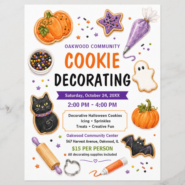 Halloween-evenemang för dekorering av kakor Flyer (Framsidan)