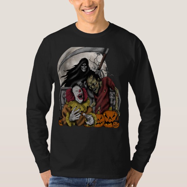 Halloween Evil Killer Demon Clown Horror T Shirt (Framsida)