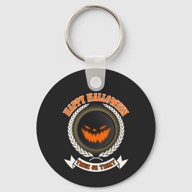 Halloween Evil Pumpkin Ansikte Spooky Natt Nyckelring (Framsida)