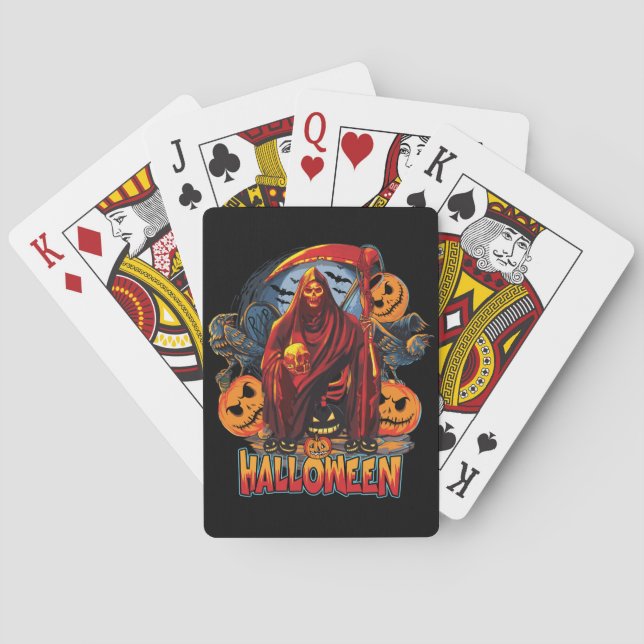 Halloween Evil skeleton, Pumpkin Casinokort (Baksidan)
