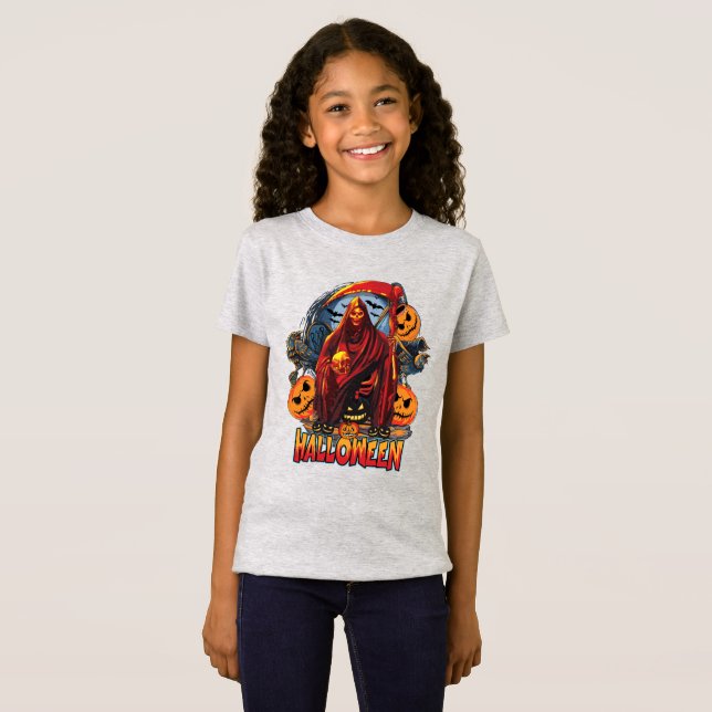 Halloween Evil skeleton, Pumpkin T Shirt (Hel framsida)
