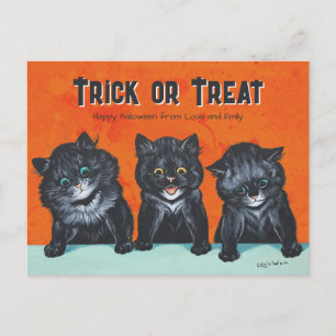 Halloween Excited svarta katter Louis Wain CC1286 Vykort