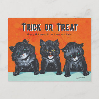Halloween Excited svarta katter Louis Wain CC1286 Vykort