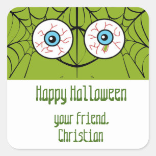 Halloween Eyeball goodie-säcksmärken Fyrkantigt Klistermärke