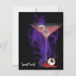 Halloween Eyeball Martini i lila röken inbjudan