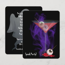Halloween Eyeball Martini i lila röken inbjudan