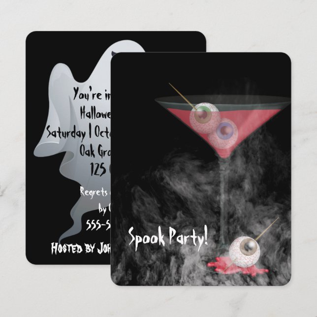 Halloween Eyeball Martini in Smoke Inbjudningar (Fram/baksida)