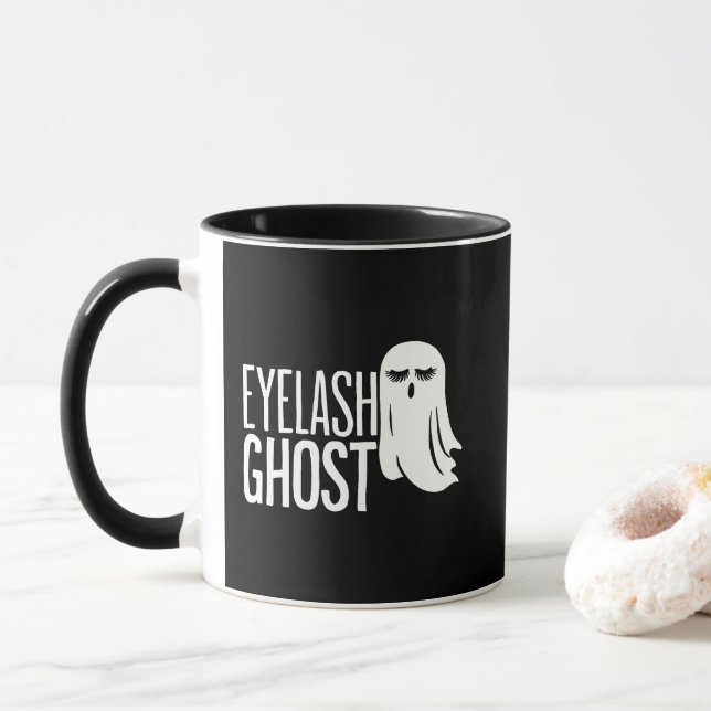Halloween Eyelash Ghost Mugg (Med munk)