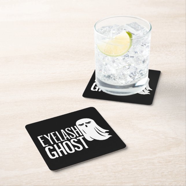 Halloween Eyelash Ghost Underlägg Papper Kvadrat (Insitu)