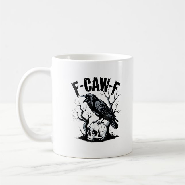 Halloween F-Caw-F Bird Crow Women Men Retro Classi Kaffemugg (Vänster)