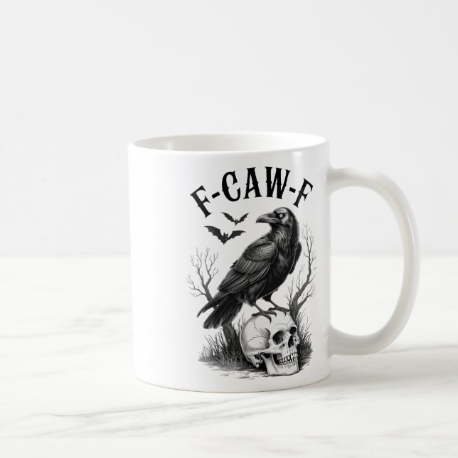 Halloween F Caw F Black Bird F- caw- f Kråka Kvinn Kaffemugg (Höger)