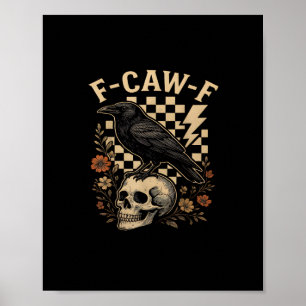 Halloween F-Caw-F Korp Fågel F-Caw-F Kråka Rutig Poster