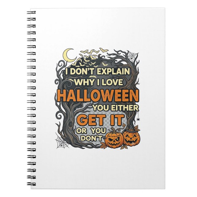 Halloween Få Det Kusligt Träd Pumpa Fladdermöss Sp Anteckningsbok (Framsidan)