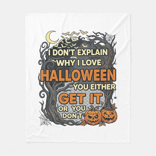 Halloween Få Det Kusligt Träd Pumpa Fladdermöss Sp Fleecefilt (Framsidan)