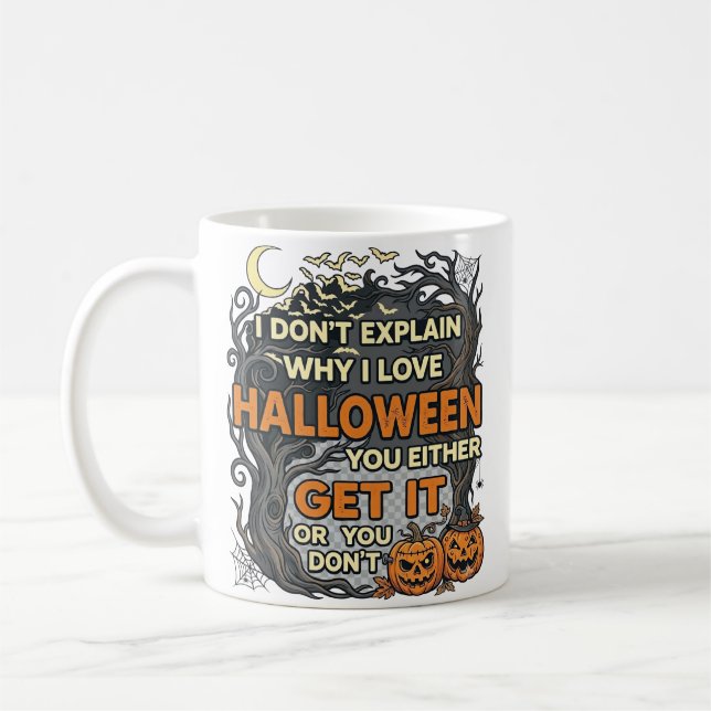 Halloween Få Det Kusligt Träd Pumpa Fladdermöss Sp Kaffemugg (Vänster)