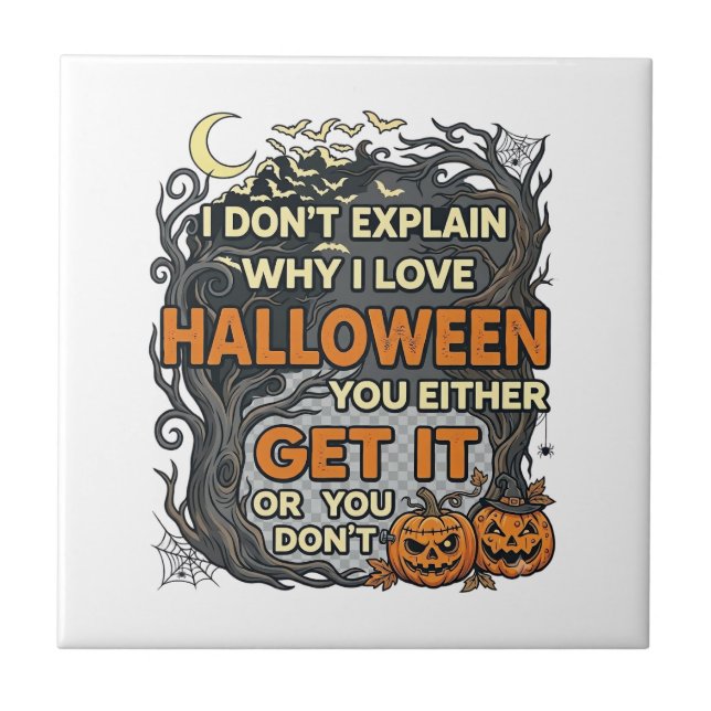 Halloween Få Det Kusligt Träd Pumpa Fladdermöss Sp Kakelplatta (Framsidan)
