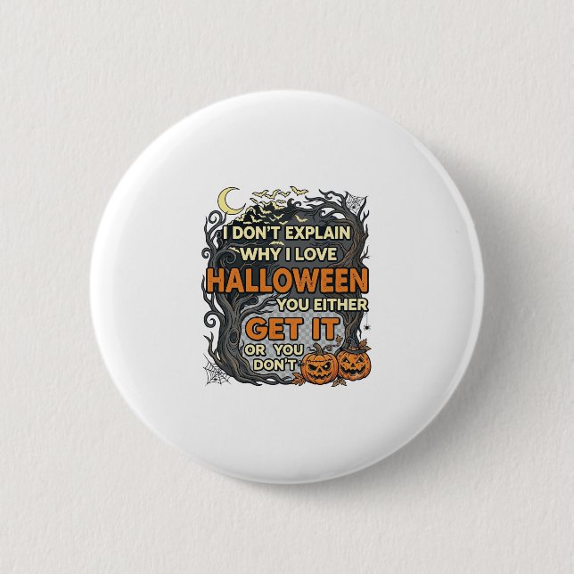 Halloween Få Det Kusligt Träd Pumpa Fladdermöss Sp Knapp (Framsida)
