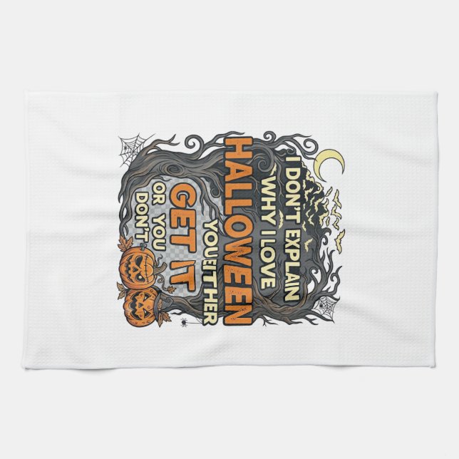 Halloween Få Det Kusligt Träd Pumpa Fladdermöss Sp Kökshandduk (Horisontell)