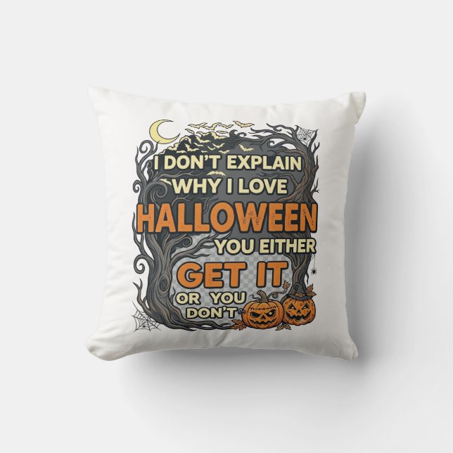 Halloween Få Det Kusligt Träd Pumpa Fladdermöss Sp Kudde (Framsida)