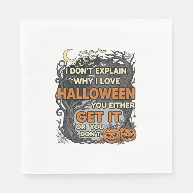 Halloween Få Det Kusligt Träd Pumpa Fladdermöss Sp Pappersservett (Framsidan)