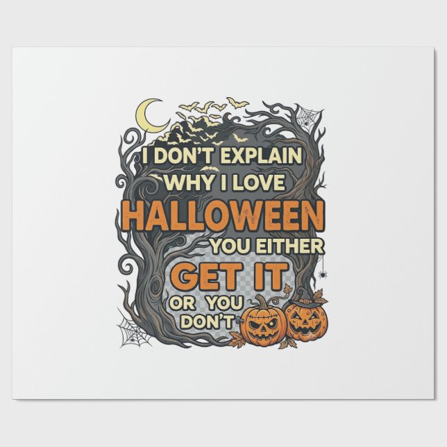 Halloween Få Det Kusligt Träd Pumpa Fladdermöss Sp Presentpapper (Platt)