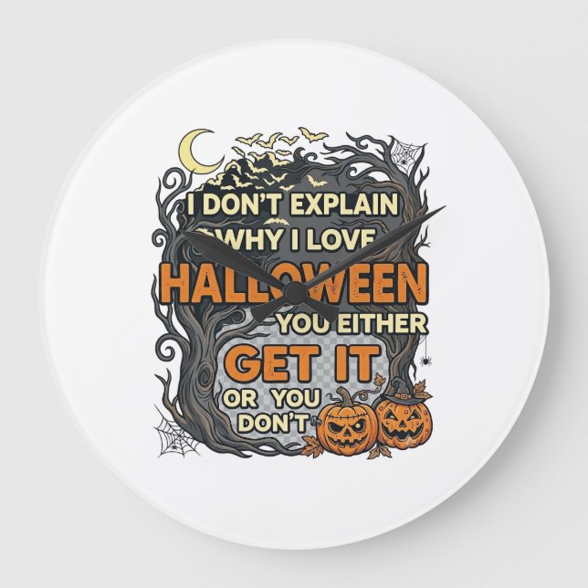 Halloween Få Det Kusligt Träd Pumpa Fladdermöss Sp Stor Klocka (Framsida)