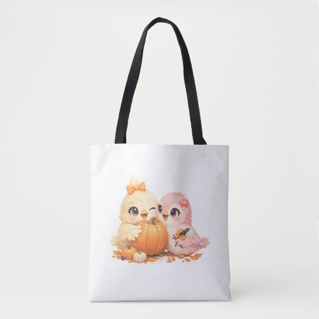 Halloween Fågel Vänner Enkel Tote Väska (Framsida)