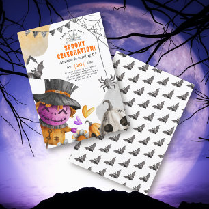 Halloween-fågelskrämma barn födelsedagsinbjudan inbjudningar