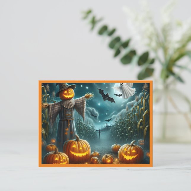 Halloween-Fågelskrämma Helg Vykort (Stående Fram)