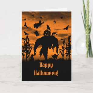 Halloween Fågelskrämma Jack o lantern Witch Ravens Kort