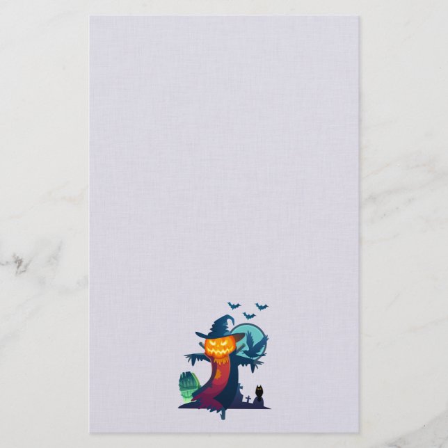 Halloween-Fågelskrämma med Fladdermöss Kråka och U Brevpapper (Framsida)