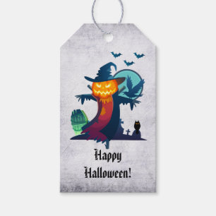 Halloween-Fågelskrämma med Fladdermöss Kråka och U Presentetikett