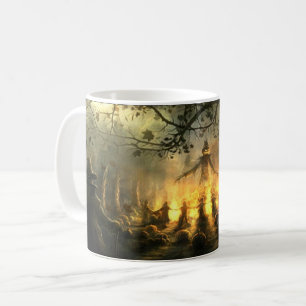 Halloween-Fågelskrämma-möte för taloky Creepy Kaffemugg