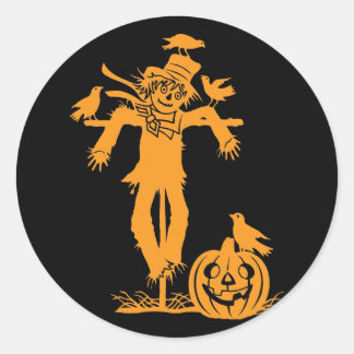 Halloween Fågelskrämma Silhouette Stickers Runt Klistermärke