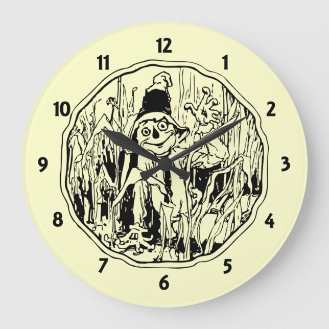Halloween Fågelskrämma Wall Clock Stor Klocka (Framsida)
