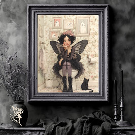 Halloween Fairy and Cat in Toilet Decoupage