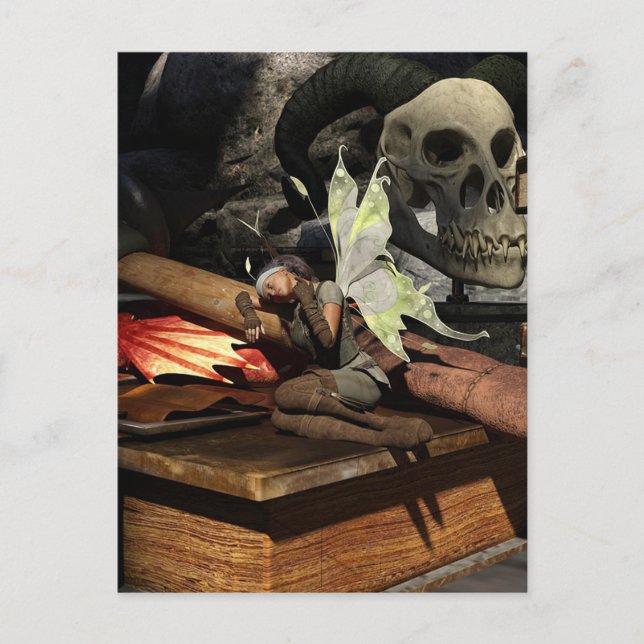 Halloween Fairy och Skull Vykort (Framsida)