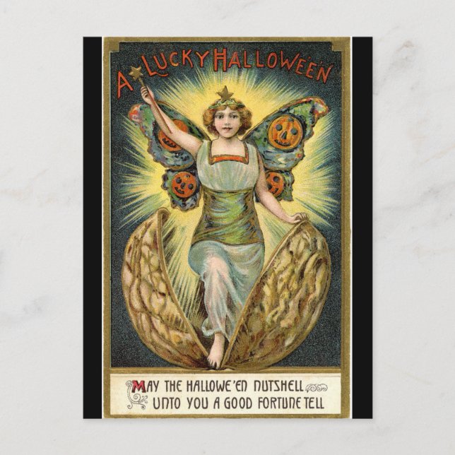 Halloween Fairy Vintage Postcard Vykort (Framsida)