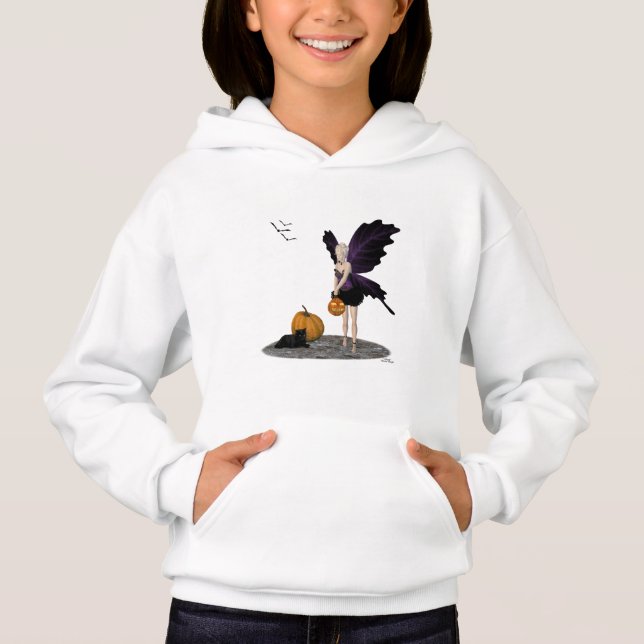 Halloween Fairy with Pumpkin Girls Hoodie T Shirt (Framsida)