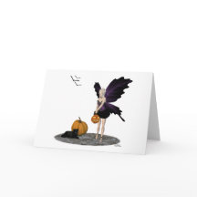 Halloween Fairy with Pumpkin Halloween Card