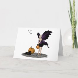 Halloween Fairy with Pumpkin Halloween Card Kort
