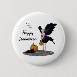Halloween Fairy with Pumpkin Pin Button Knapp