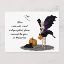 Halloween Fairy with Pumpkin Postcard Vykort