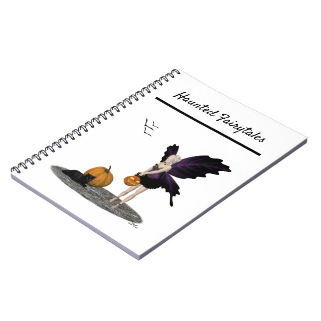 Halloween Fairy with Pumpkin Spiral Notebook Anteckningsbok (Vänstra Sidan)