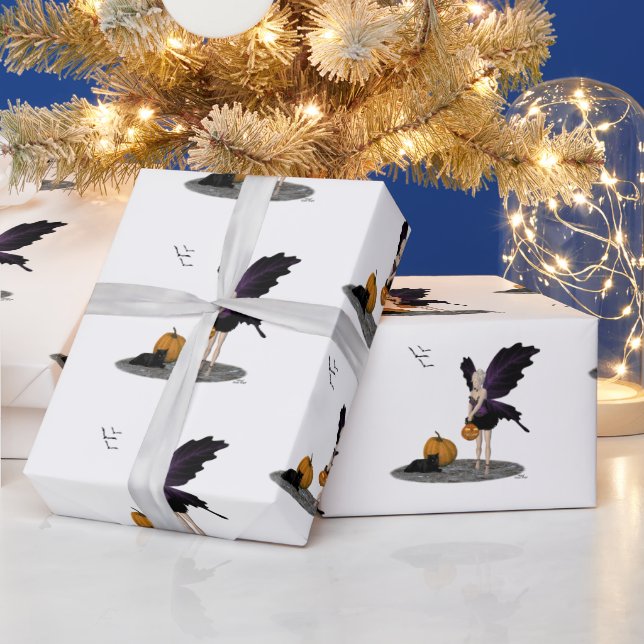 Halloween Fairy with Pumpkin Wrapping Papper Presentpapper (Helgdagar)