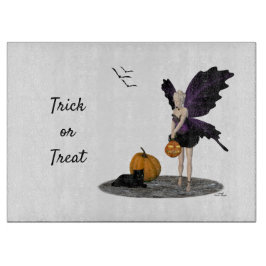 Halloween Fairy with Pumpkins cut board