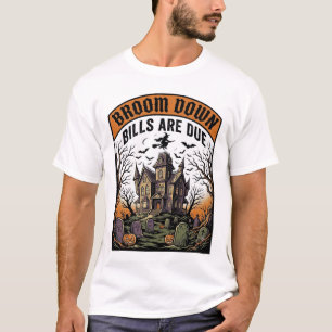 Halloween Fakturasamlare Häxa Kvast Sönder Design_ T Shirt