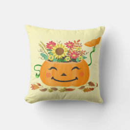 Halloween Fall Blommigt Pumpkin Kudde